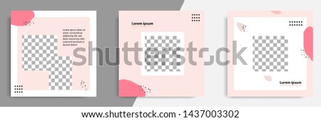 3 Set editable square banner template - abstract, minimal, modern design background in pink color with dots pattern shape. Suitable for social media post, stories, story, flyer. Vector illustration