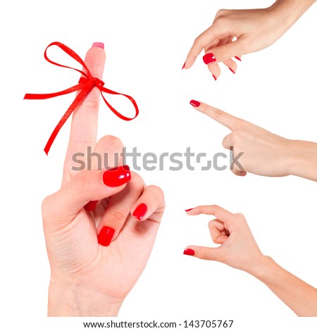 Women hand isolated on white background