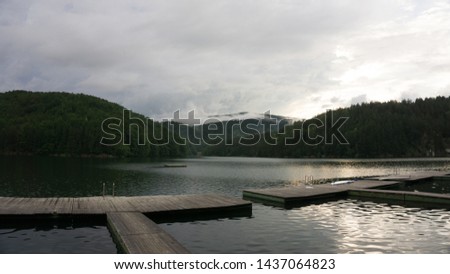 Mountain lake landscape in Romania Royalty-Free Stock Photo #1437064823