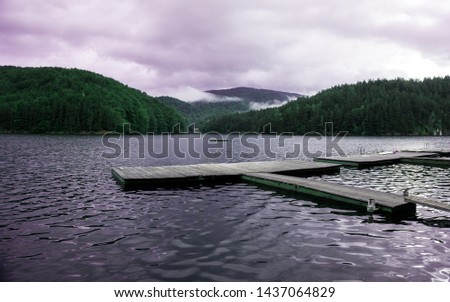 Mountain lake landscape in Romania Royalty-Free Stock Photo #1437064829