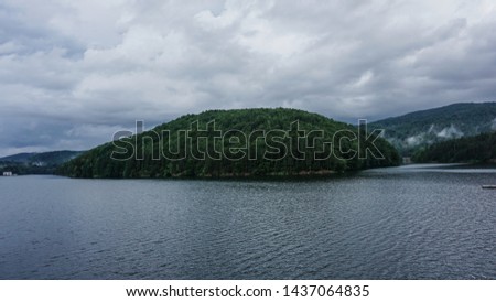 Mountain lake landscape in Romania Royalty-Free Stock Photo #1437064835