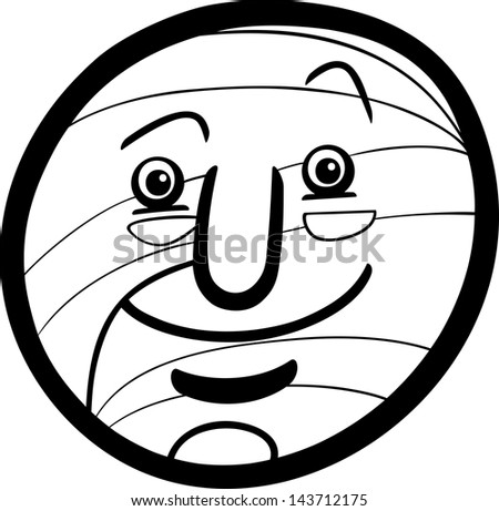 Black and White Cartoon Vector Illustration of Funny Jupiter Planet Comic Mascot Character for Children to Coloring Book