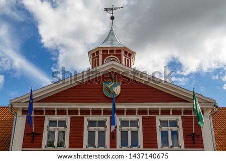 Traditional municipal building in the historic centre of Valga town, Estonia