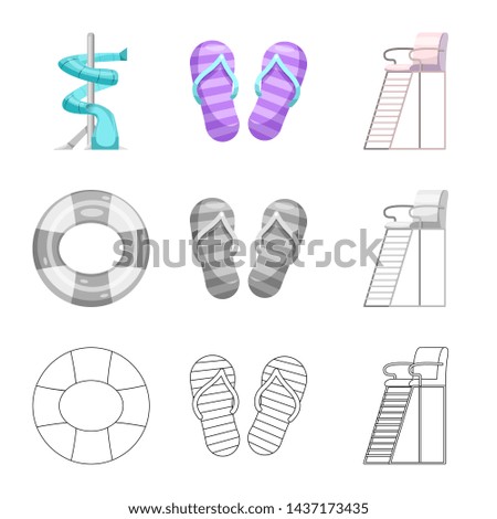 Isolated object of pool and swimming symbol. Set of pool and activity stock symbol for web.