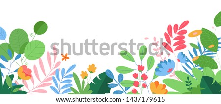 Nature background. Vector illustration floral concept for website banner, presentation template, cover and card design, marketing material. Royalty-Free Stock Photo #1437179615