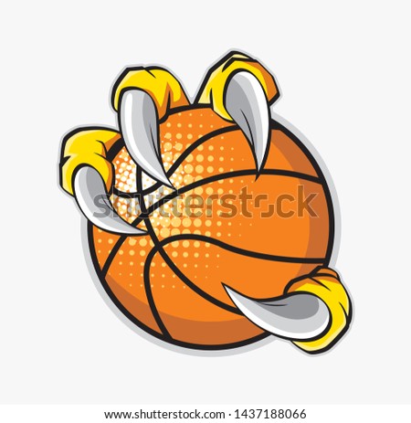 Eagle claw  holding a basketball ball, vector illustration