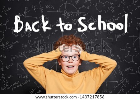 holidays are over. Shocked child, humor. Back to school concept
