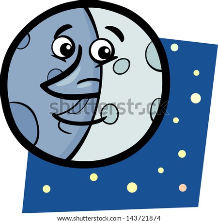 Cartoon Illustration of Funny Moon Comic Mascot Character