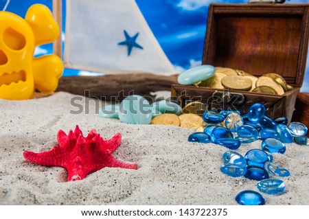 Saturated composition of beach, holidays concept