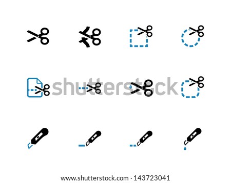 Scissors with Cut Icons for Presentations, Web Pages. Vector illustration.