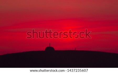 red burgundy crimson sunset in the Arkaime