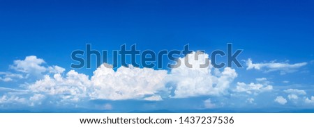 Landscape blue sky tiny clouds background, Panorama style empty space on the top put letters.