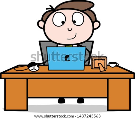 Working Online Work - Office Businessman Employee Cartoon Vector Illustration