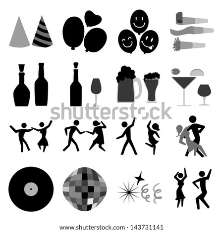 party icons over white background vector illustration