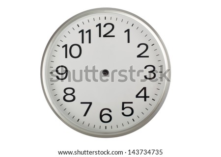 Clock face without the hands isolated on white background 