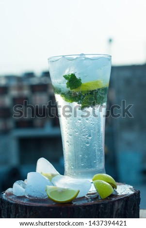 Stock photo of Non Alcoholic drink - a refreshing blend of mint leaves, apple juice, lime juice, elder flower cordial and soda water
