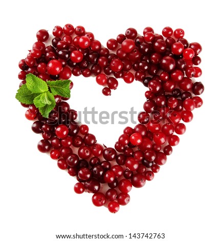 Ripe red cranberries, isolated on white 