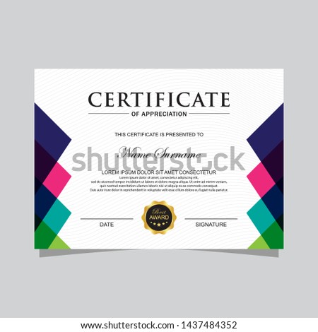 Modern trendy certificate template and background