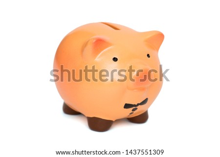 Piggy bank isolated on white background. Classic pig bank, Isolated on white a background.