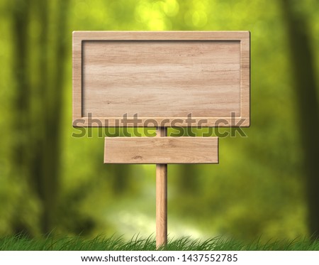 Double signboard with wood frame single pole and forest backgrou