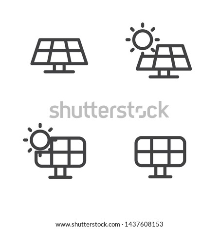 Set of solar panel icon with simple line design suitable for interface or graphic design. Royalty-Free Stock Photo #1437608153