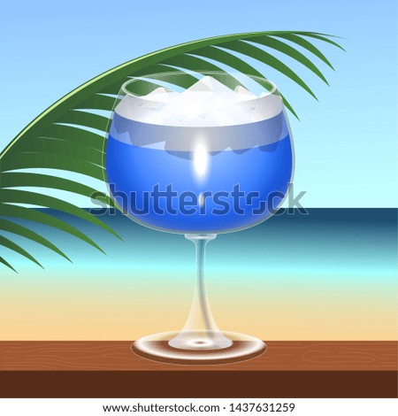 Tropical cocktail drink on a summer landscape - Vector