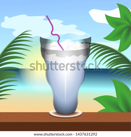 Tropical cocktail drink on a summer landscape - Vector