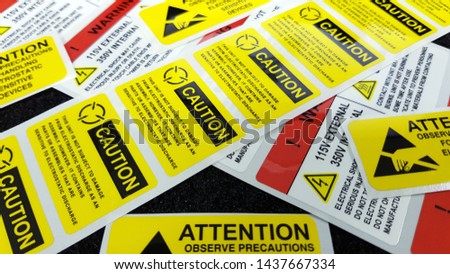 Standard with text "Caution" and "HOT SURFACE" for Electrostatic Sensitive Devices (ESD) in electronic industrial,ESD,Warning