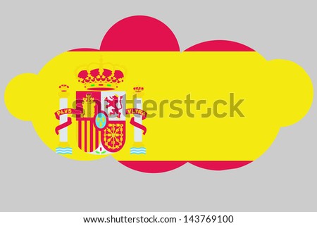 A vector illustration of the flag of Spain in the shape of a cloud
