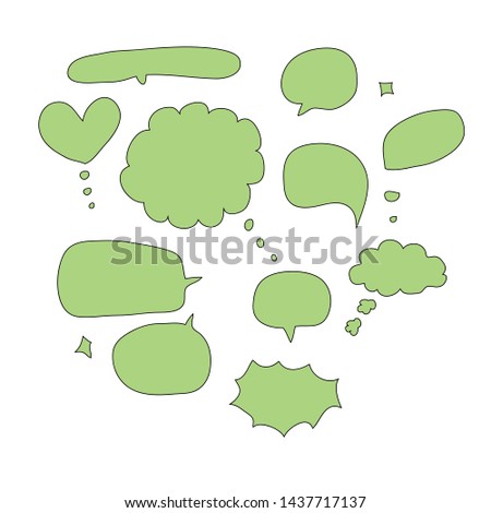 Green chat or speech bubble on white background. Hand draw doodle