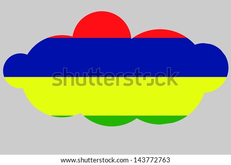 illustration of the flag of Mauritius in the shape of a cloud