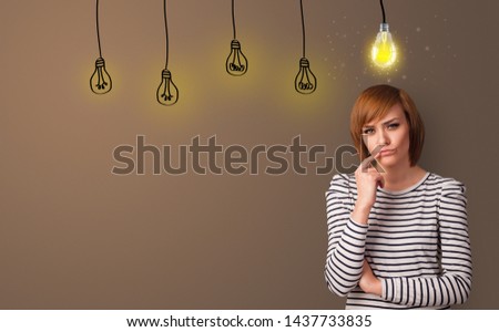 Business person looking for new idea with grey copy space
