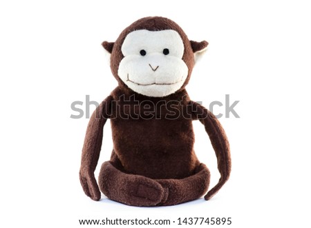 Old Monkey Doll Toy isolated on white Background 