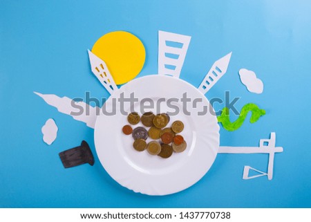 business investment concept image. blue background