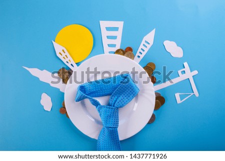business investment concept image. blue background