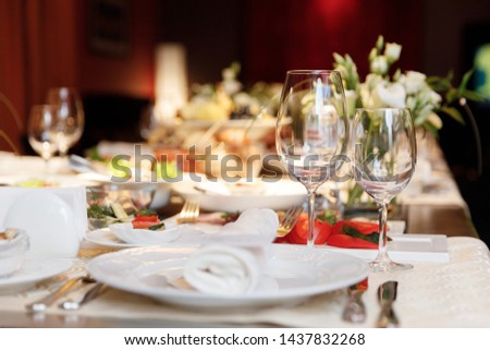 Elegance table set up for dinning room  Royalty-Free Stock Photo #1437832268