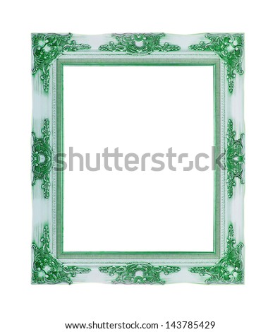Old antique gold picture frame wall, wallpaper, decorative objects isolated white background.