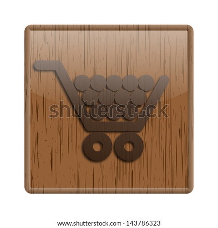 Shiny icon with brown design on wooden background
