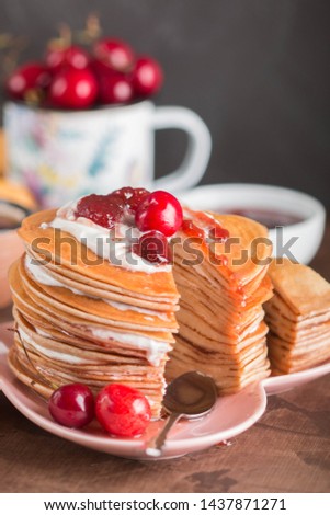 Healthy breakfast! Pancakes with berries