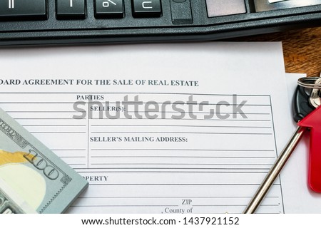 House, home, property, real estate purchase buying sale contract agreement pen money coins keys wooden background, expenses, buying, investment, finance, savings, concept close up selective focus