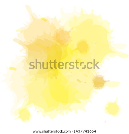 Blot Watercolor yellow color brush paint  texture background for print, card, tag. Vector illustration. Watrcolor vector.
