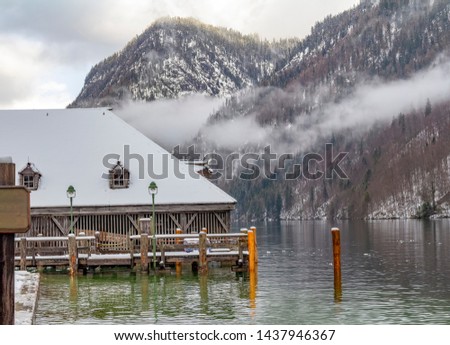 Scenery around Schoenau am Koenigssee in Bavaria at winter time Royalty-Free Stock Photo #1437946367
