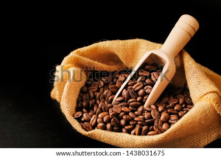 Coffee beans in hemp bag