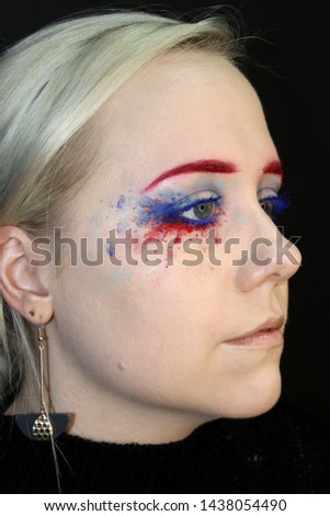 Editorial Style Fashion Makeup Red and Blue
