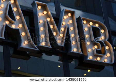 Metal letters with small lamps,sign lighting with bulb lights