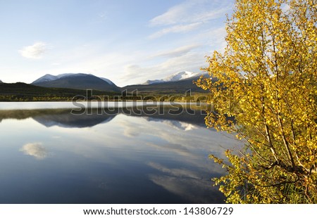 Lake landscape in Abisko national park in north of  Sweden