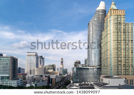 Bangkok city scenery on the blue sky background