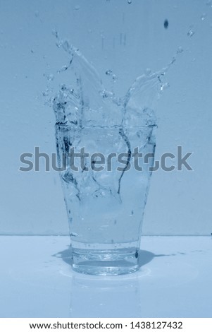 Water glass, splashing water, freshness