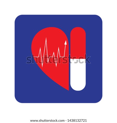 Half heart wave with capsule,icon vector