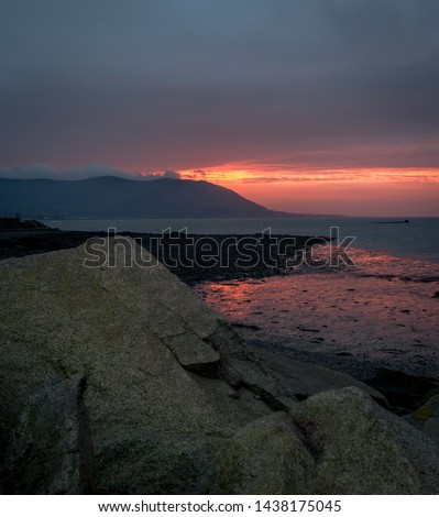Winter sunrise glow over Carlingford Lough from Warrenpoint